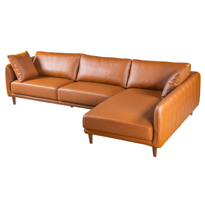 Cairo Sectional Right Sofa - Cognac Vegan Leather