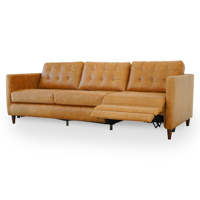 Christopher Tan Leather Electric Inclining Sofa Right Facing