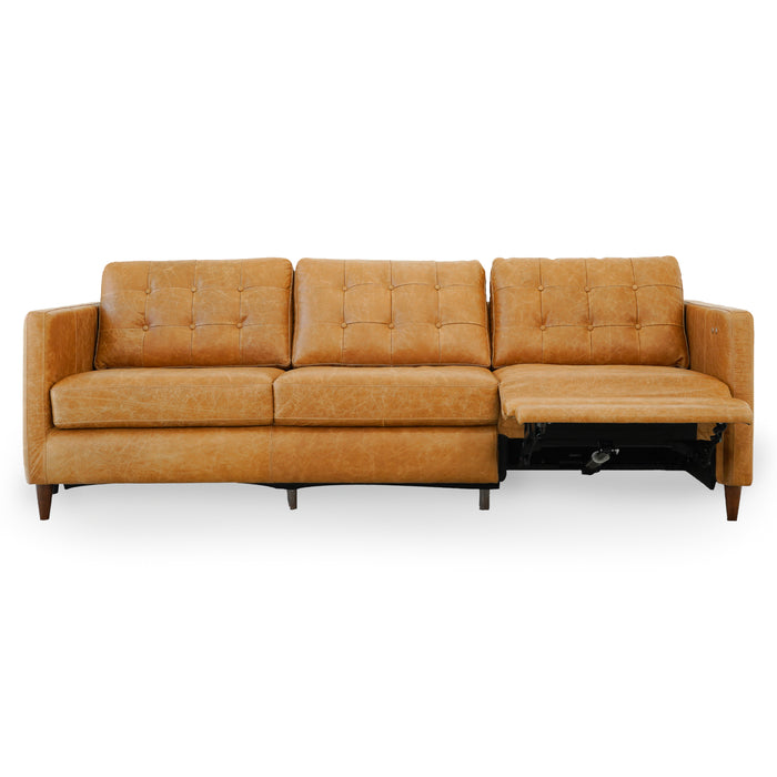 Christopher Tan Leather Electric Inclining Sofa Right Facing