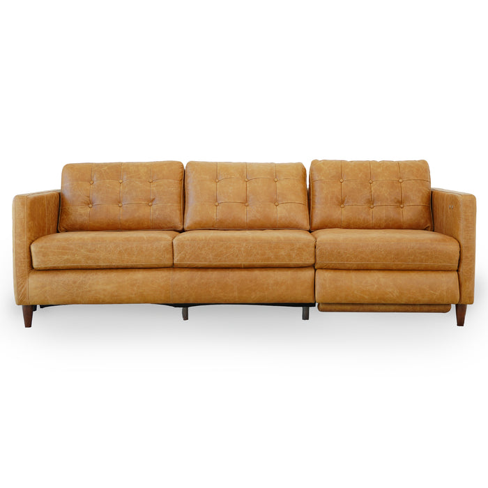 Christopher Tan Leather Electric Inclining Sofa Right Facing