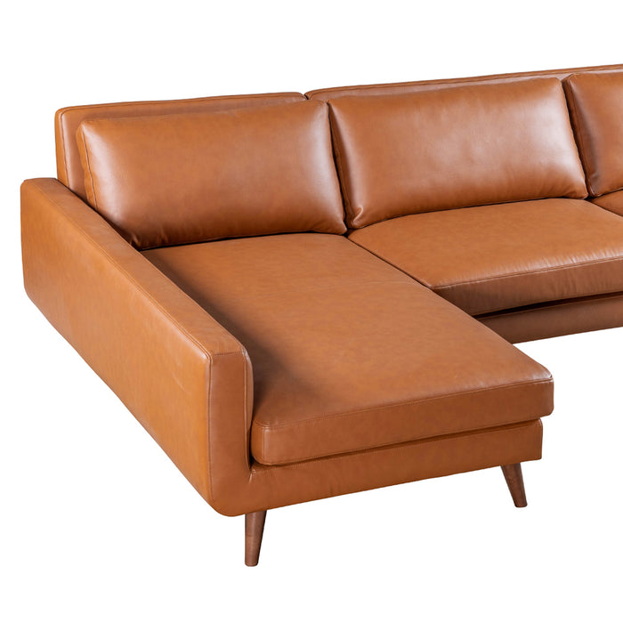 Garland Cognac Vegan Leather Left Sectional Sofa