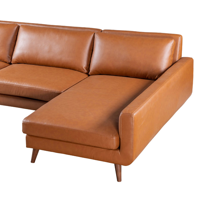 Garland Cognac Vegan Leather Right Sectional Sofa