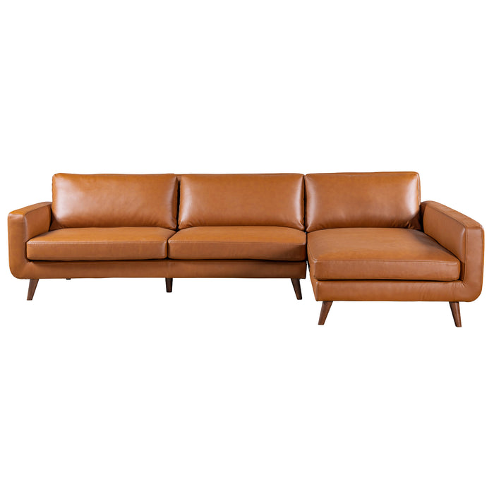 Garland Cognac Vegan Leather Right Sectional Sofa