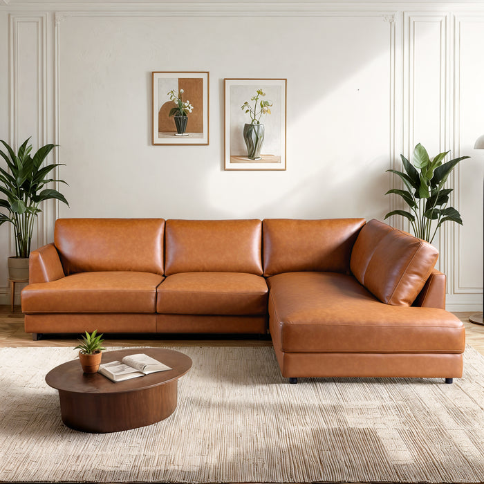 Glander Sectional Right Sofa  - Cognac Leather