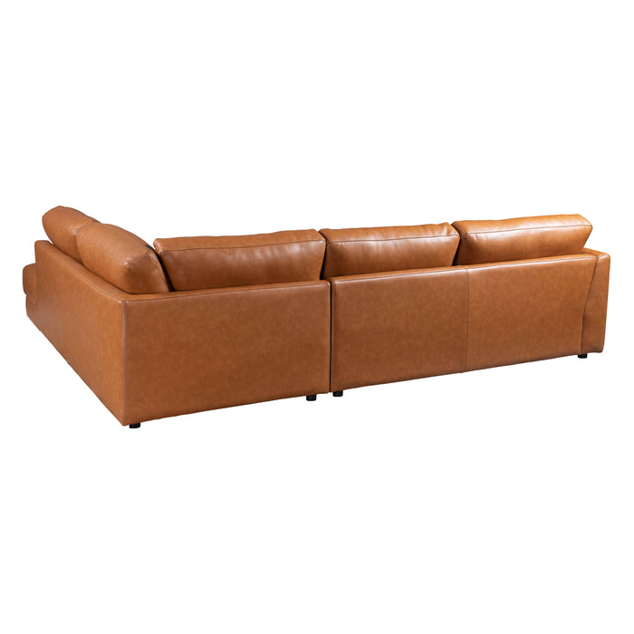 Glander Sectional Right Sofa  - Cognac Leather