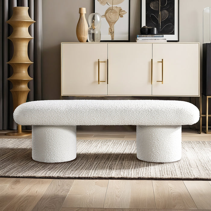 Randolph Ivory Boucle Bench