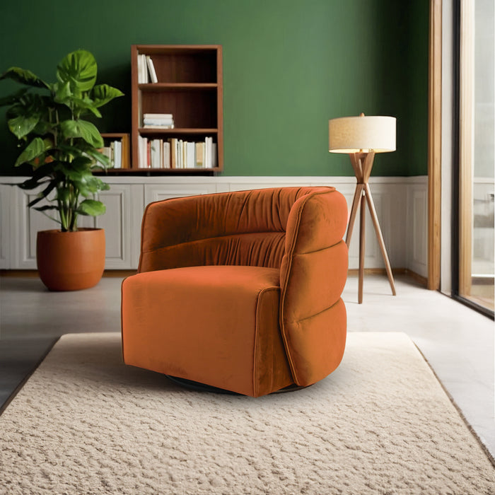 Walden Swivel Chair - Burnt Orange Velvet