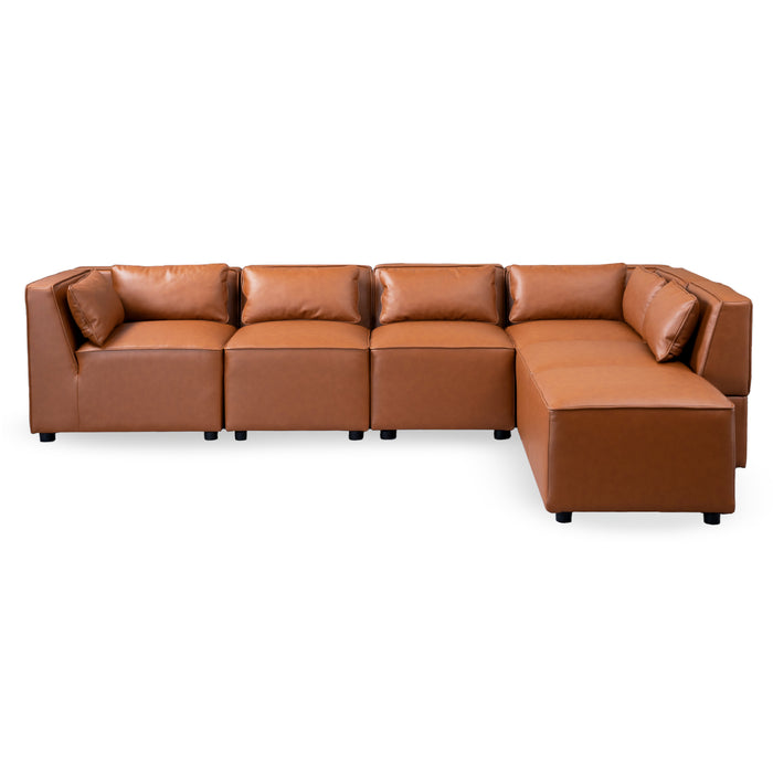 Wexford Cognac Vegan Leather Modular Sofa