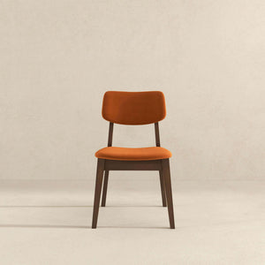 Mid-Century Modern Burnt Orange Velvet Solid Back Side Chair (Set of 2)