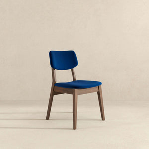 Mid-Century Modern Blue Velvet Solid Back Side Chair (Set of 2)