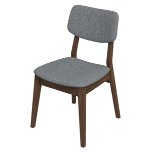 Mid-Century Modern Dark Grey Fabric Solid Back Side Chair (Set of 2)