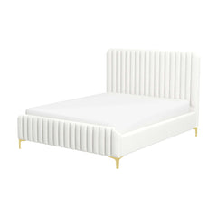 Valery Queen // King Size Cream Boucle Platform Bed