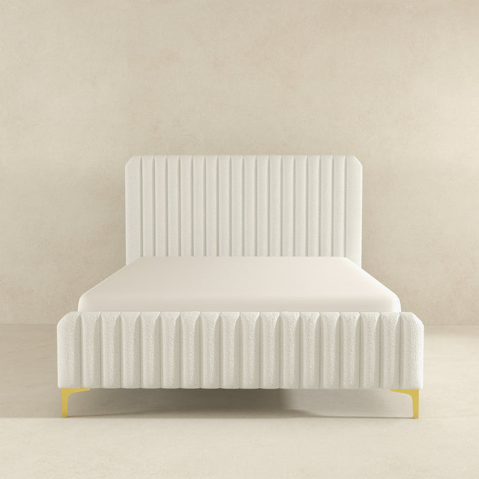 Valery Queen Size Cream Boucle Platform Bed