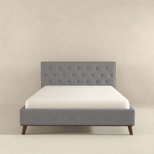 Graceville Mid-Century Modern Queen//King Light Grey Fabric Platform Bed