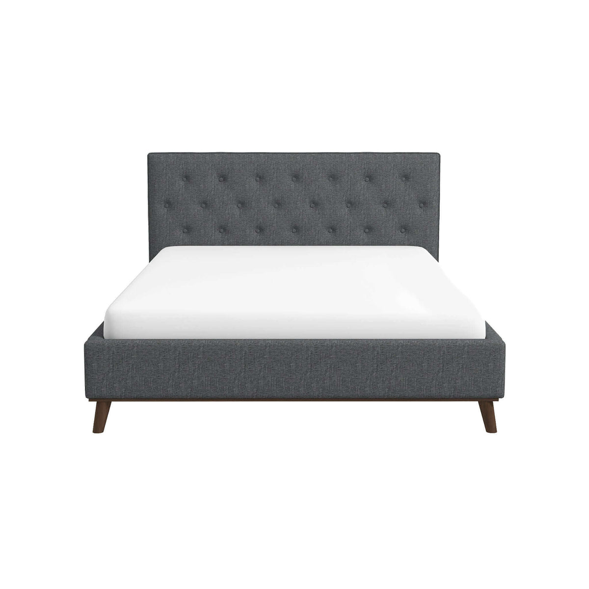 Graceville Mid-Century Modern Queen//King Dark Grey Fabric Platform Bed