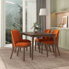 Kaitlyn Mid-Century Modern Burnt Orange Velvet Dining Chair (Set of 2)
