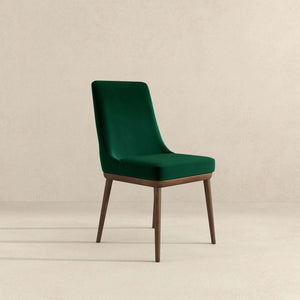 Laura Mid-Century Modern Green Velvet Solid Wood Dining Chair (Set of 2)