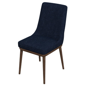 Kate Mid-Century Modern Dark Blue Fabric  Dining Chair (Set of 2)