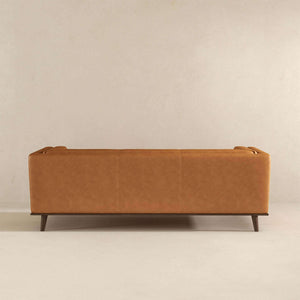 Cassidy Mid-Century Modern Tan Genuine Leather Couch