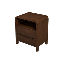 Lionel Mid Century Modern Solid Wood Nightstand  2-drawer Bed Side Table