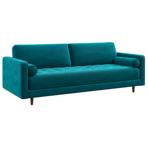Anthony Mid-Century Modern  Teal Velvet Sofa