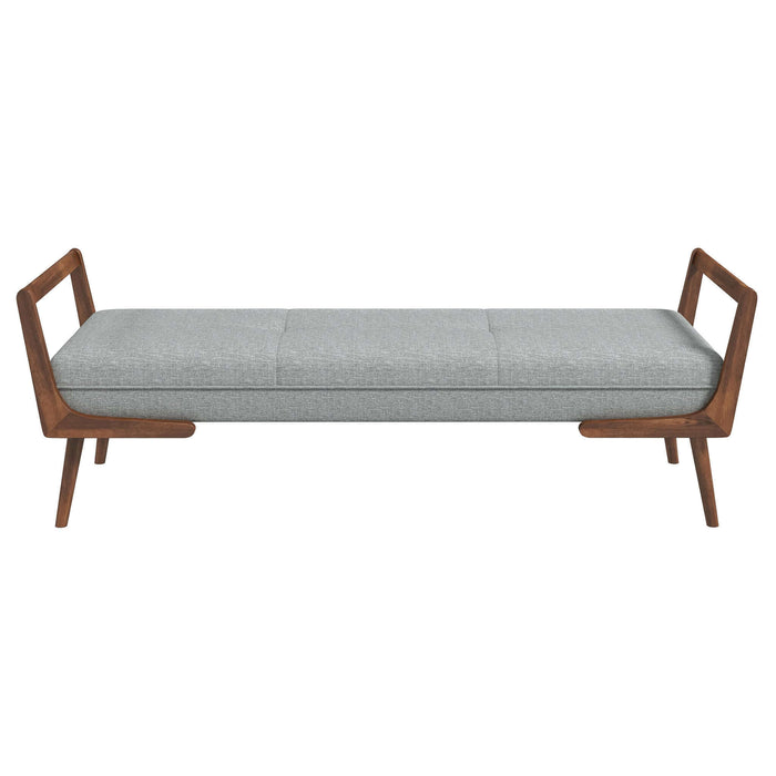 Cora Mid Century Modern Grey Fabric Bench