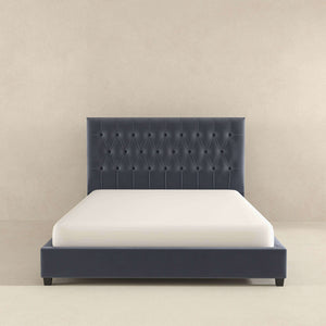 Donald Mid Century Modern Grey Velvet Platform Bed