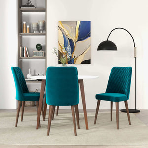 Katie Mid-Century Modern Teal Velvet Dining Chair (Set of 2)