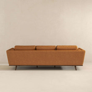 Chase Mid Century Modern Tan Genuine Leather Sofa