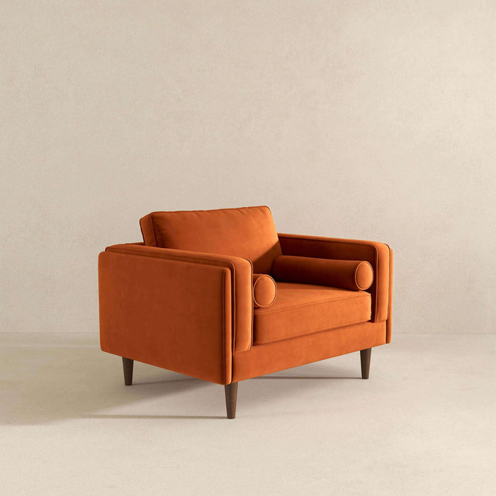 Amber Burnt Orange Velvet Lounge Chair