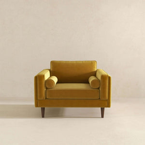Amber Dark Yellow Velvet Lounge Chair