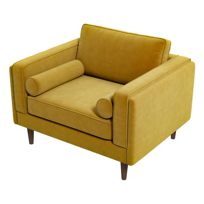 Amber Dark Yellow Velvet Lounge Chair