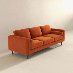 Amber Mid Century Modern Burnt Orange Luxury Modern Velvet Sofa