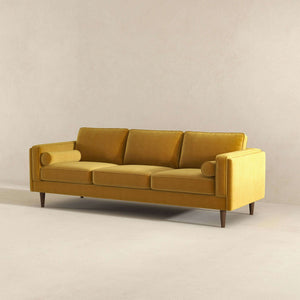 Amber Mid Century Modern Yellow  Luxury Modern Velvet Sofa