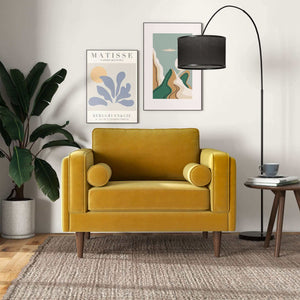 Amber Dark Yellow Velvet Lounge Chair