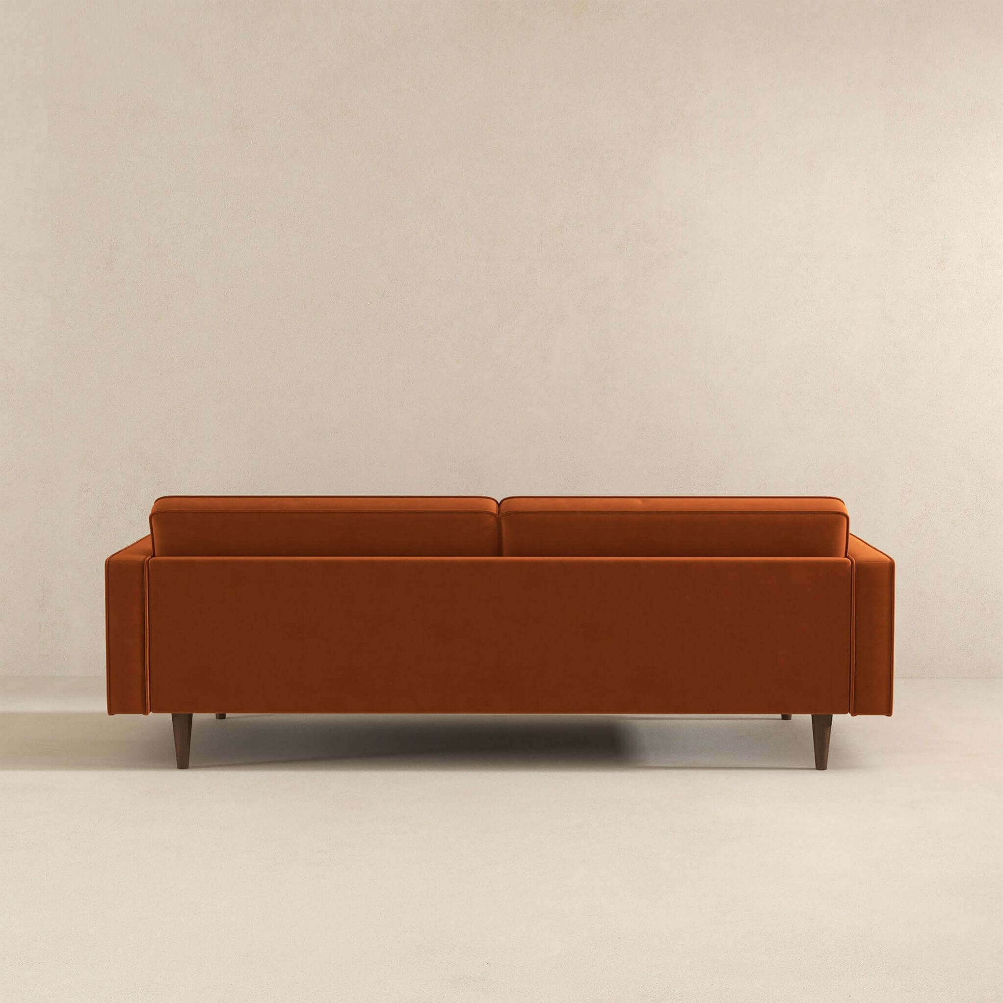 Casey Mid Century Modern Burnt Orange Velvet Sofa — ashcroftfurniture.com