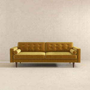 Casey Mid Century Modern Gold Velvet Sofa
