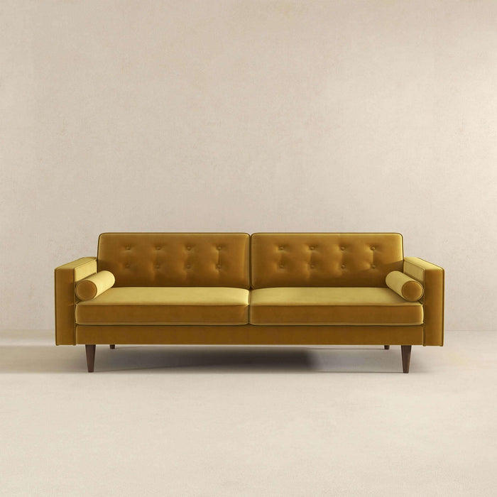 Casey Mid Century Modern Gold Velvet Sofa