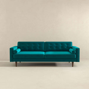 Casey Mid Century Modern Teal Velvet Sofa