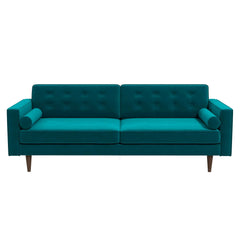 Casey Mid Century Modern Teal Velvet Sofa