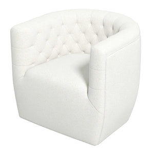 Delaney Mid-Century Modern Cream Boucle  Swivel Chair