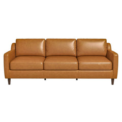 Cooper Mid Century Modern Tan Leather Sofa