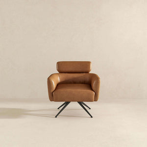 Camila Mid-Century Modern Tan Leather Lounge Chair