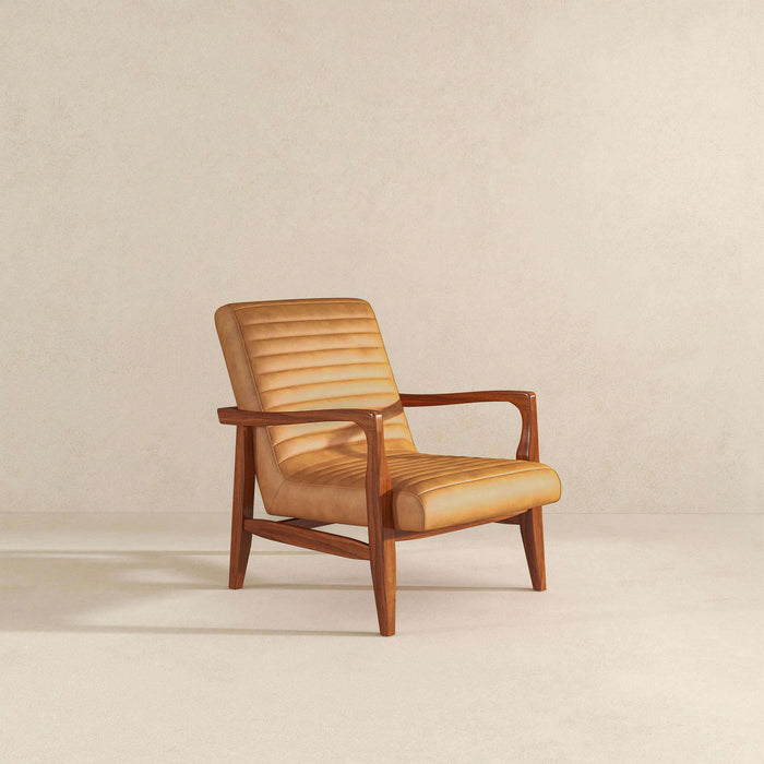 Micah Genuine Tan Leather Accent Chair