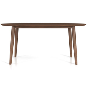 Ada Mid Century Modern Style Solid Wood Walnut Oval Dining Table