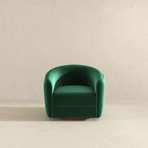 Elise Mid Century Modern Dark Green Velvet Swivel Chair