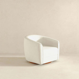 Elise Mid Century Modern Beige Boucle Swivel Chair