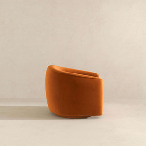 Elise Mid Century Modern Burnt Orange Velvet Swivel Chair