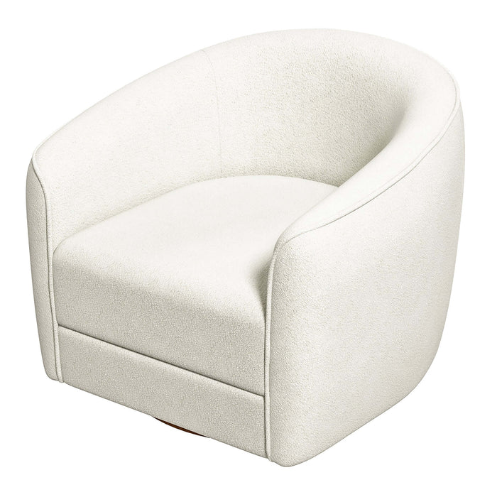 Elise Mid Century Modern Beige Boucle Swivel Chair