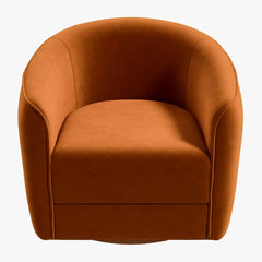 Elise Mid Century Modern Burnt Orange Velvet Swivel Chair